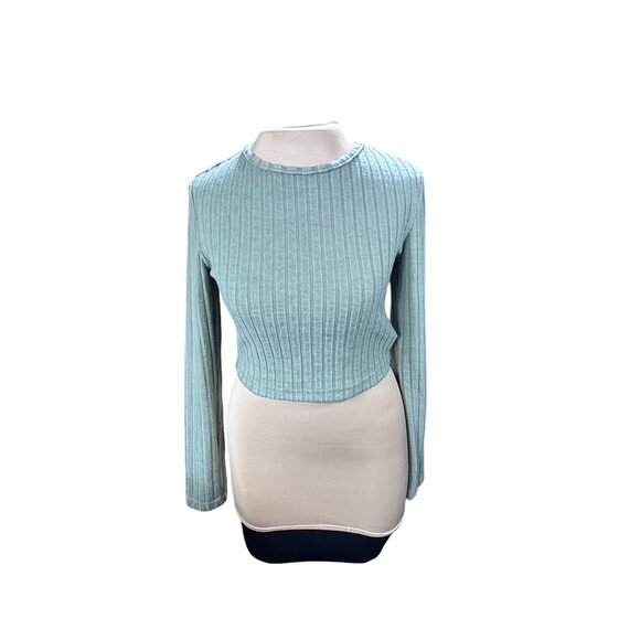 Shein Frenchy Ribbed Knit Crop Top Long Sleeve S - Picture 1 of 12